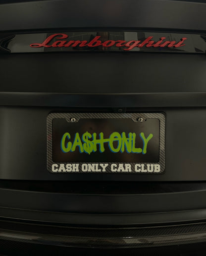 Cash Only Club License Plate Cover (Carbon Fiber)